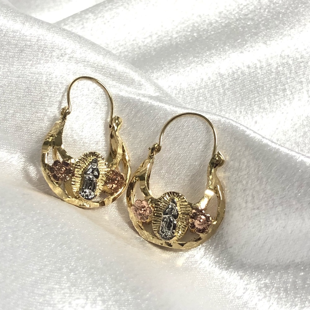 14k Gold Filled Virgin Guadalupe/Virgen Guadalupe Basket Earrings - Picture 13 of 15